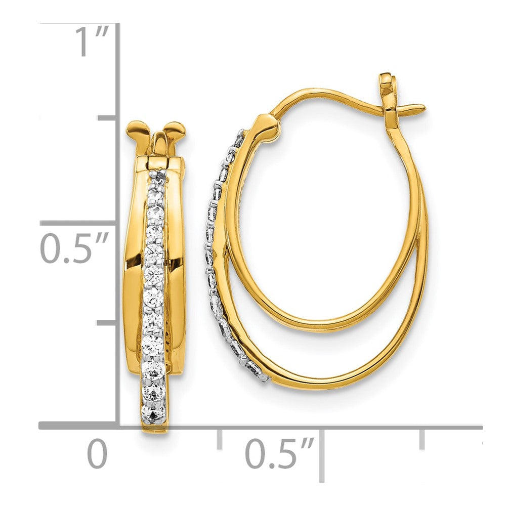 10k 1/4 carat Diamond Oval Triple Hoop Earrings