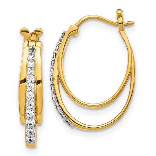 10k 1/4 carat Diamond Oval Triple Hoop Earrings
