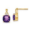 14k 7mm Cushion Checkerboard February/Amethyst and Diamond Post Earrings