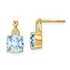 14k 7mm Cushion Checkerboard March/Aquamarine and Diamond Post Earrings