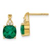 10k 7mm Cushion Checkerboard May/ Lab-Created Emerald and Diamond Post Earrings