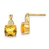 10k 7mm Cushion Checkerboard November/ Citrine and Diamond Post Earrings