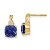 14k 7mm Cushion Checkerboard September/Lab Created Sapphire and Diamond Post Earrings