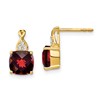 10k 7mm Cushion Checkerboard January/ Garnet and Diamond Post Earrings