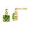 10k 7mm Cushion Checkerboard August/ Peridot and Diamond Post Earrings