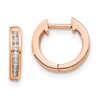10k Rose Gold Polished 1/10 carat Diamond Round Hinged Hoop Earrings