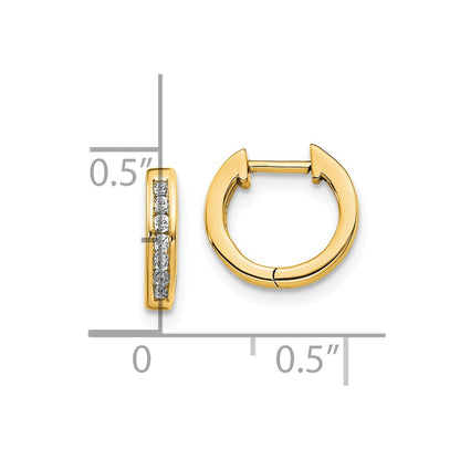 10k Polished 1/10 carat Diamond Round Hinged Hoop Earrings
