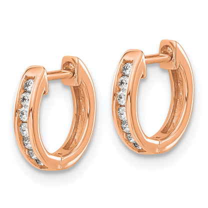 14k Rose Gold 1/8 carat Lab Grown Diamond VS/SI+ G+ Complete Hinged Hoop Earrings