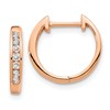 10k Rose Gold Polished 1/5 carat Diamond Round Hinged Hoop Earrings