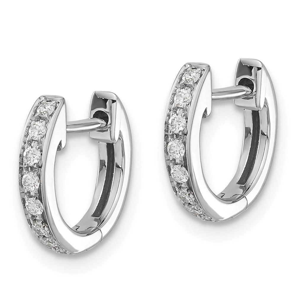 10k White Gold 1/6 carat Diamond Round Hinged Hoop Earrings