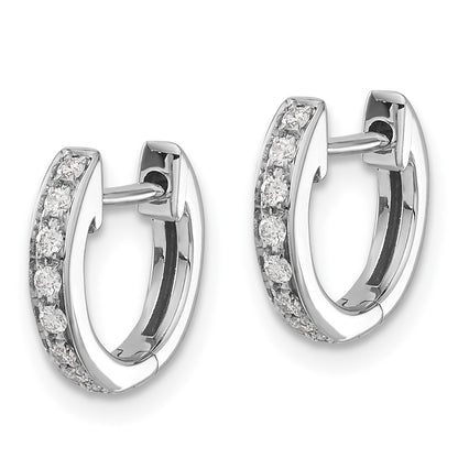 10k White Gold 1/6 carat Diamond Round Hinged Hoop Earrings