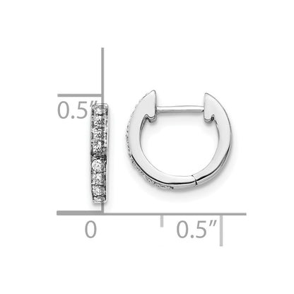 10k White Gold 1/6 carat Diamond Round Hinged Hoop Earrings