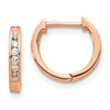 10k Rose Gold Polished 1/8 carat Diamond Round Hinged Hoop Earrings