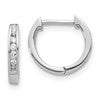 10k White Gold Polished 1/8 carat Diamond Round Hinged Hoop Earrings