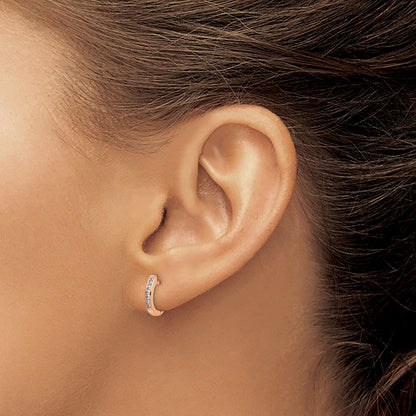 14k Rose Gold 1/8 carat Lab Grown Diamond VS/SI+ G+ Complete Hinged Hoop Earrings