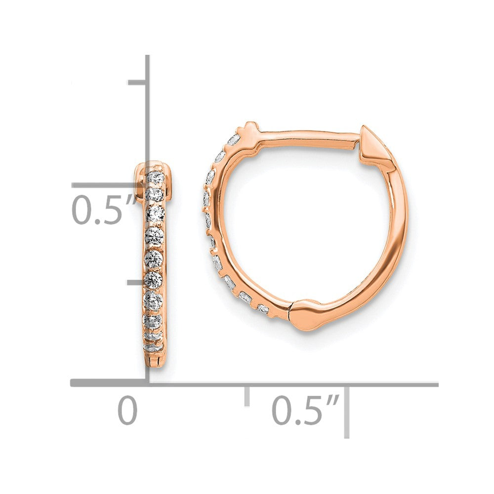 10k Rose Gold 1/5 carat Diamond Round Hinged Hoop Earrings