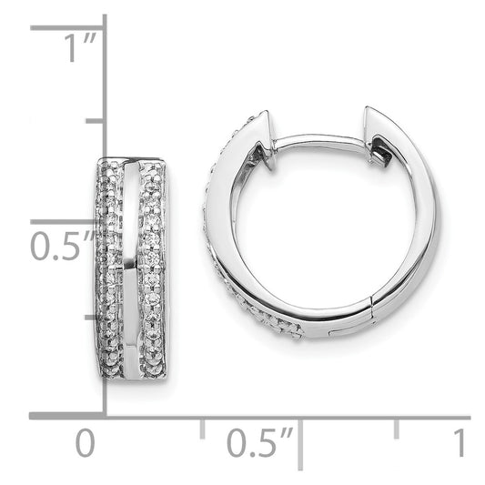 10k White Gold 2-row 1/5 carat Diamond Hinged Hoop Earrings