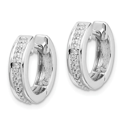 10k White Gold Diamond Complete Round Hinged Hoop Earrings