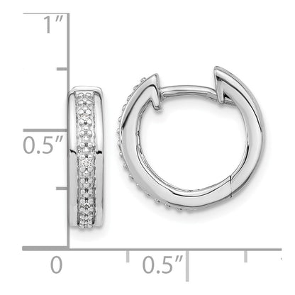 10k White Gold Diamond Complete Round Hinged Hoop Earrings