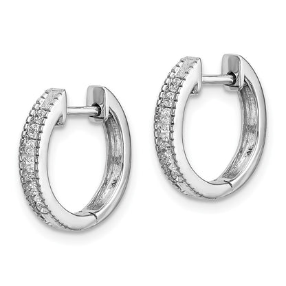 10k White Gold 1/5 carat Diamond Round Hinged Hoop Earrings