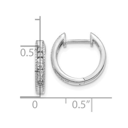 10k White Gold 1/5 carat Diamond Round Hinged Hoop Earrings