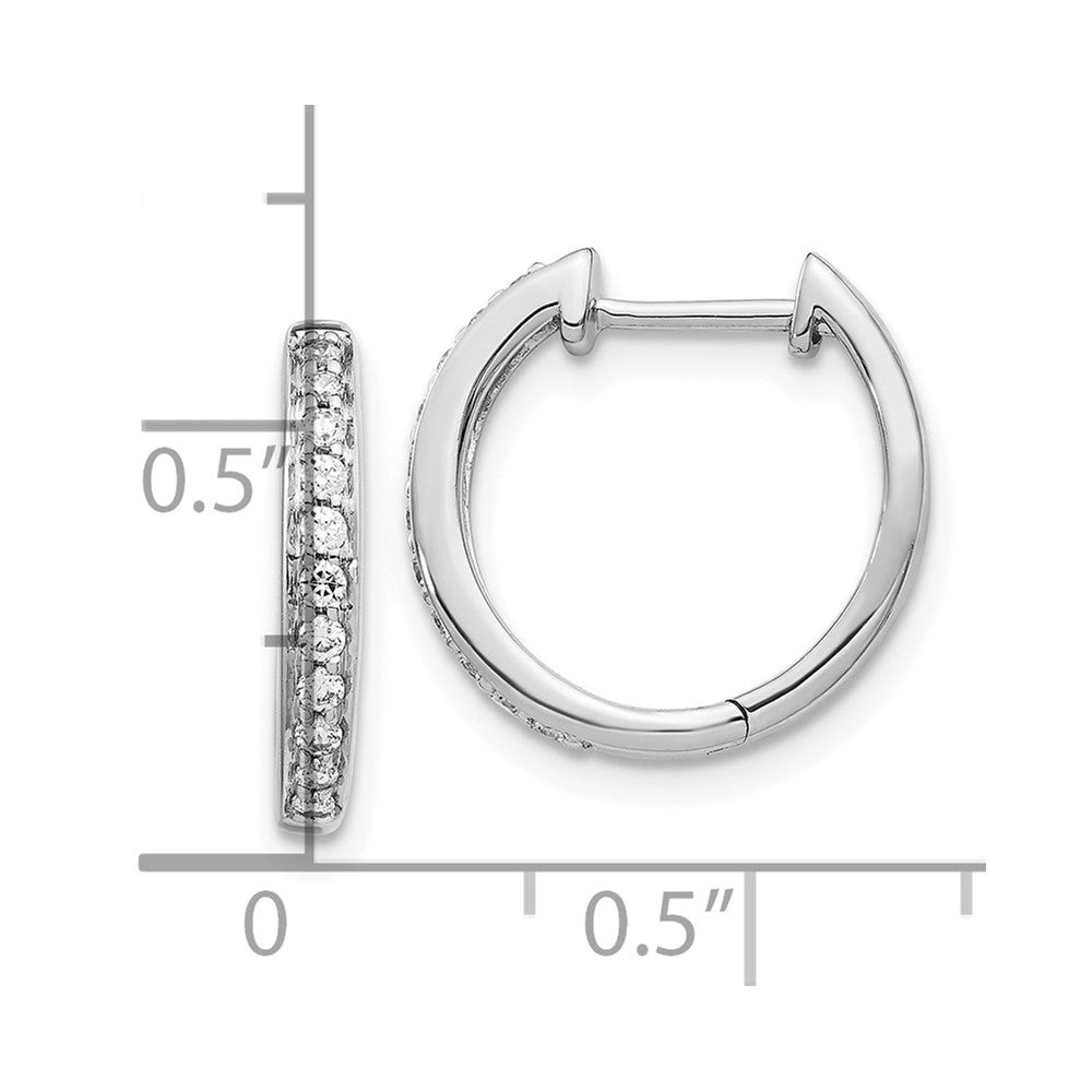 10k White Gold 1/4 carat Diamond Round Hinged Hoop Earrings