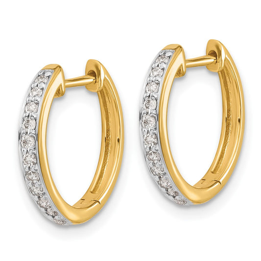 10k 1/4 carat Diamond Round Hinged Hoop Earrings