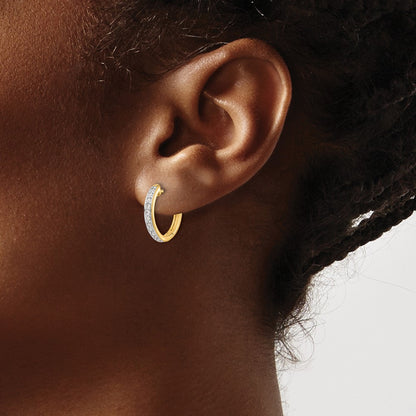 10k 1/4 carat Diamond Round Hinged Hoop Earrings