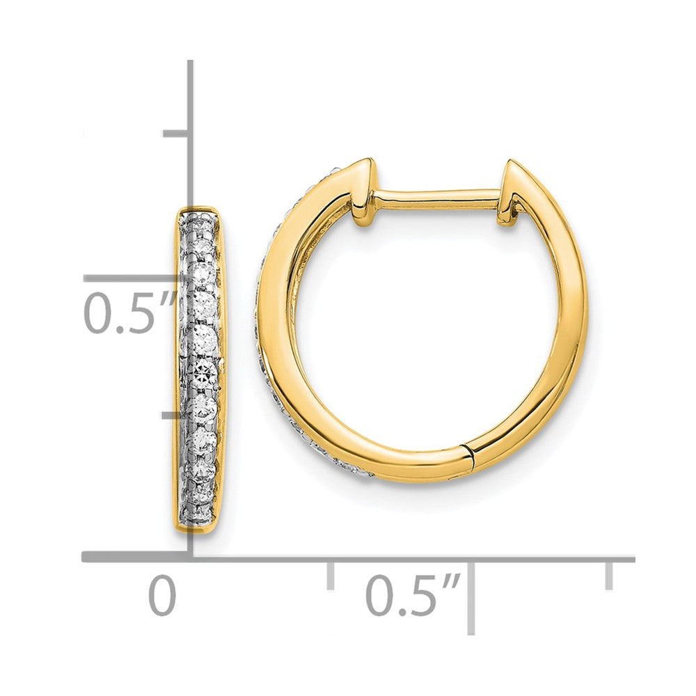 10k 1/4 carat Diamond Round Hinged Hoop Earrings