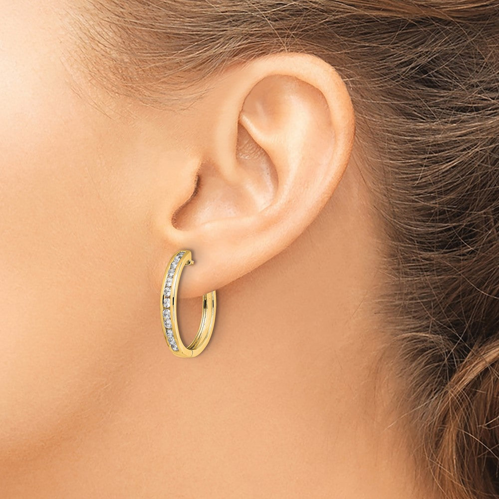 10k 1/2 carat Diamond Round Hinged Hoop Earrings
