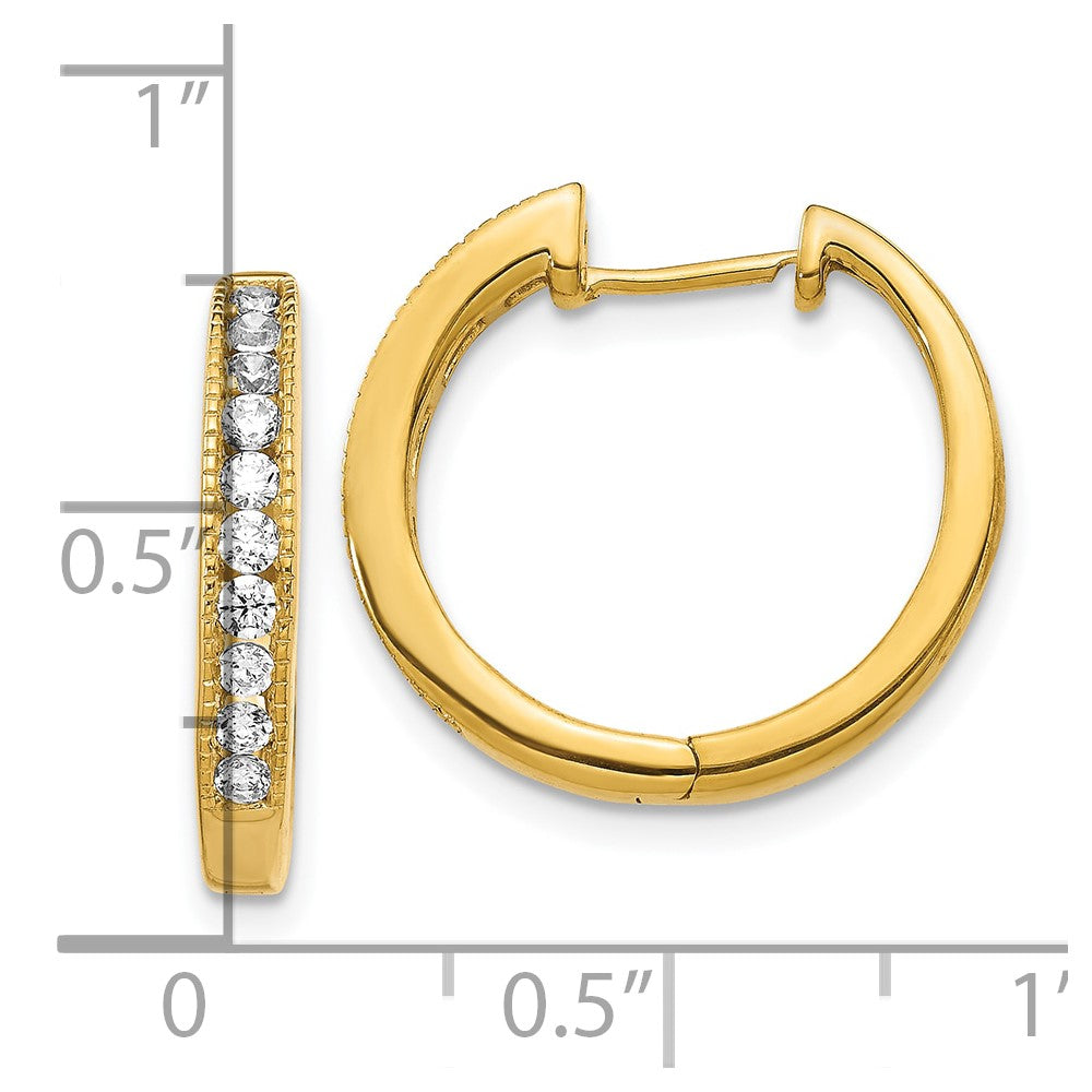 10k 1/2 carat Diamond Round Hinged Hoop Earrings