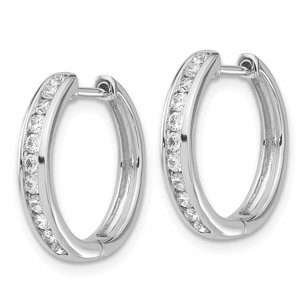 10k White Gold 1/2 carat Diamond Round Hinged Hoop Earrings