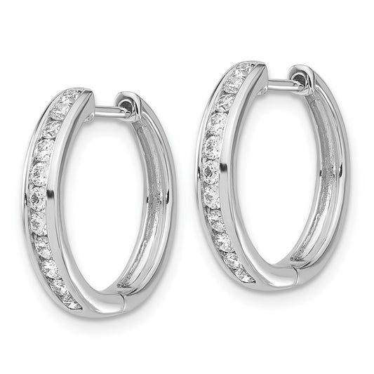 10k White Gold 1/2 carat Diamond Round Hinged Hoop Earrings