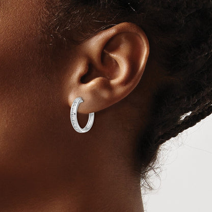 10k White Gold 1/2 carat Diamond Round Hinged Hoop Earrings