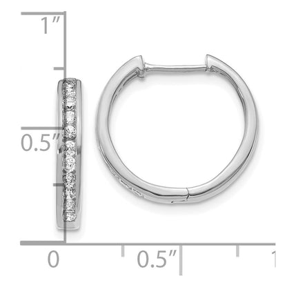 10k White Gold 1/2 carat Diamond Round Hinged Hoop Earrings