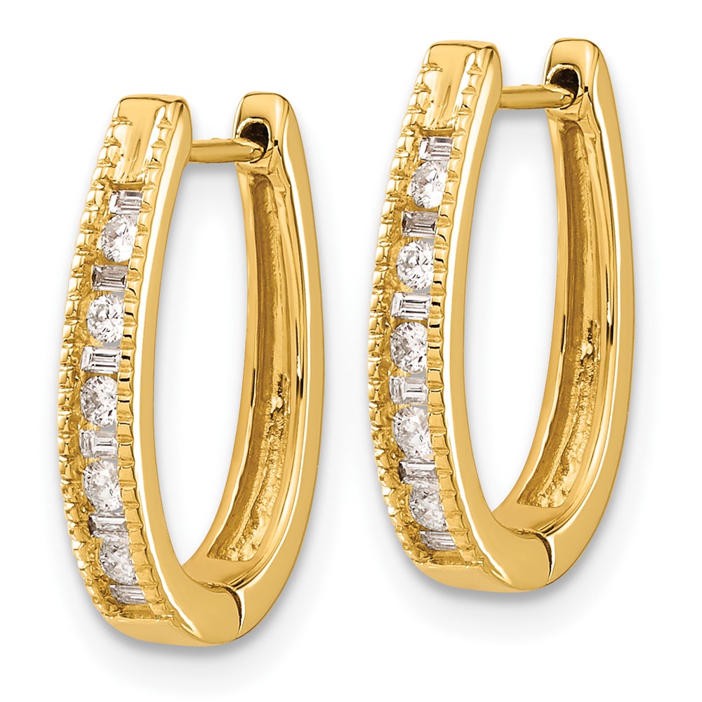 10k 1/4 carat Diamond Oval Hinged Hoop Earrings