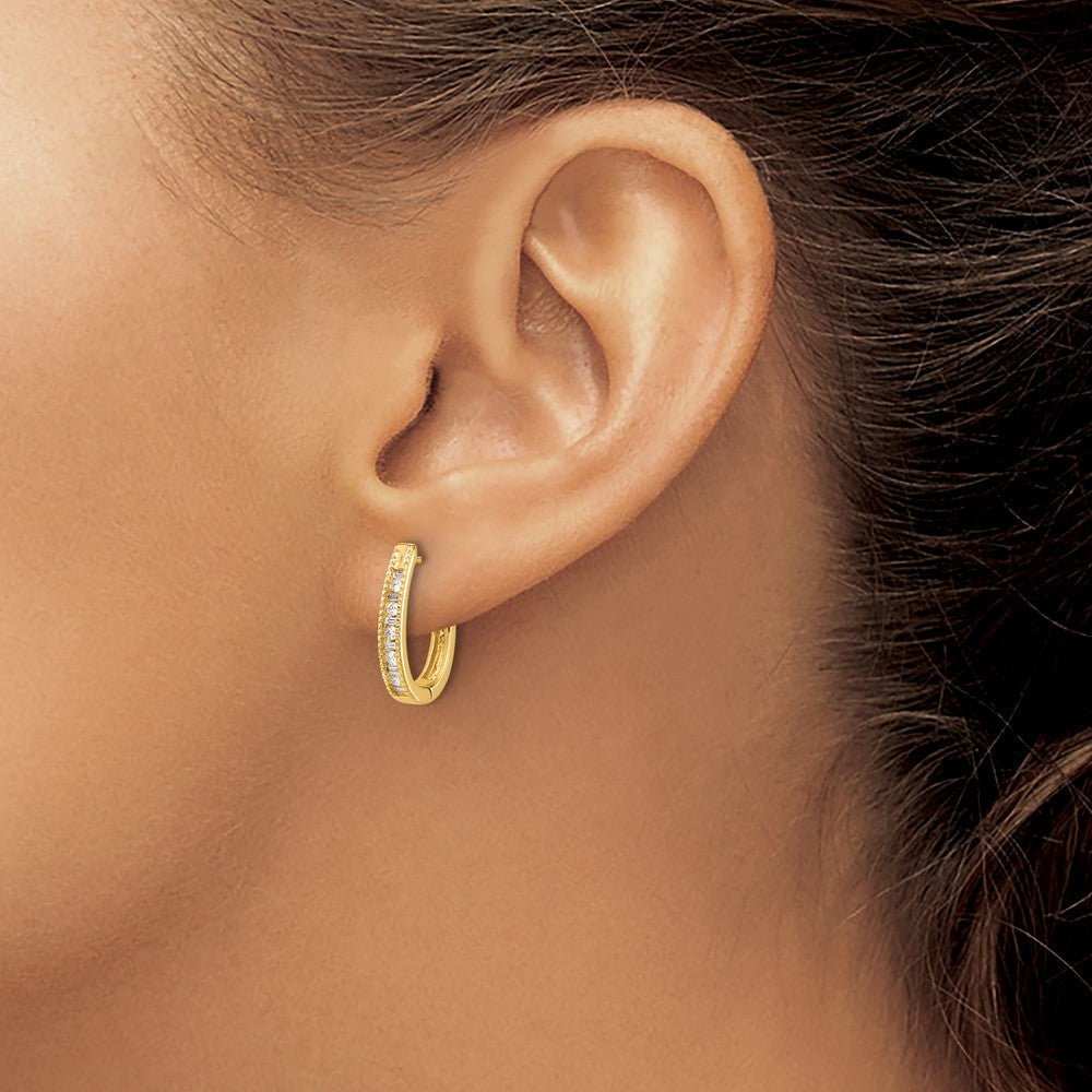 10k 1/4 carat Diamond Oval Hinged Hoop Earrings