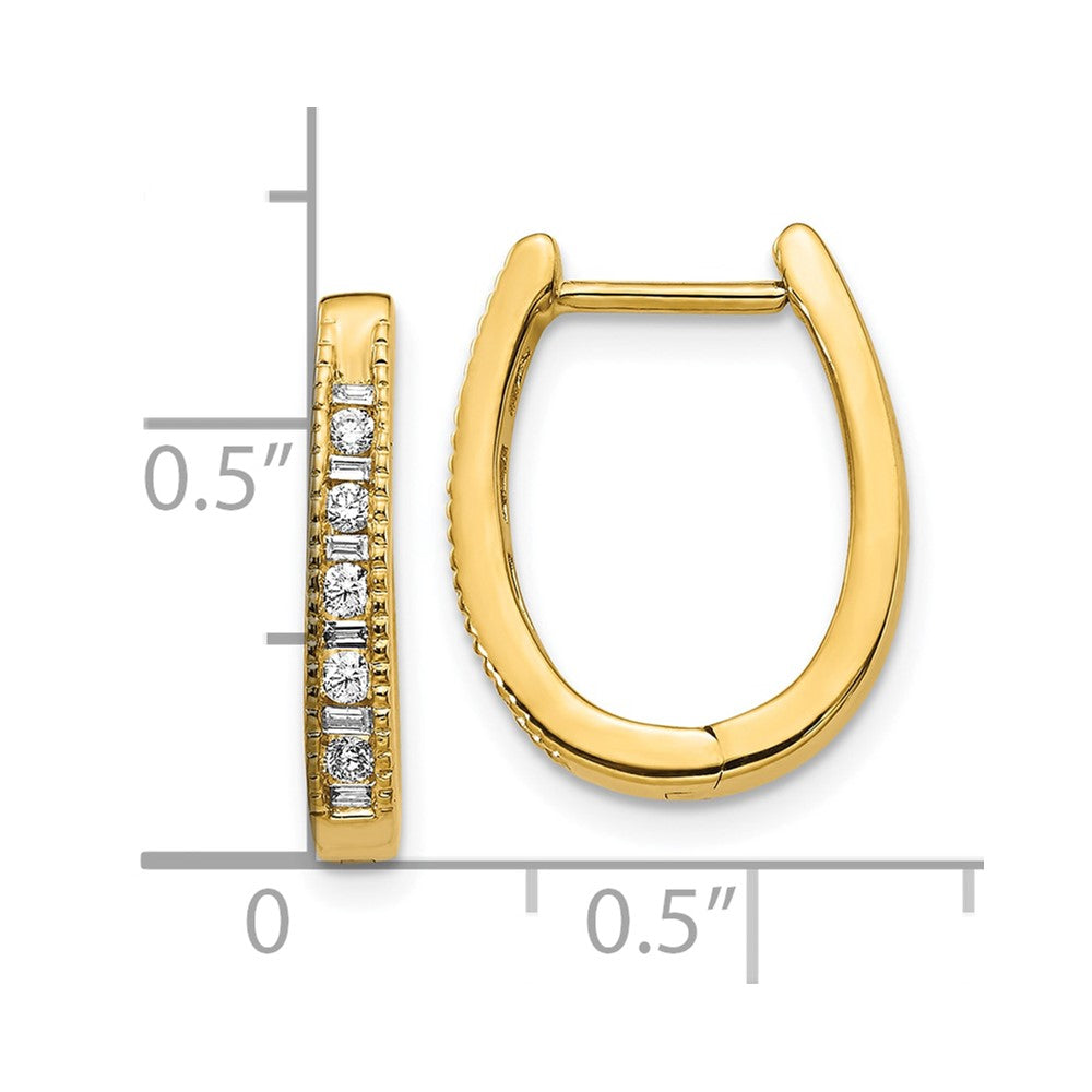 10k 1/4 carat Diamond Oval Hinged Hoop Earrings