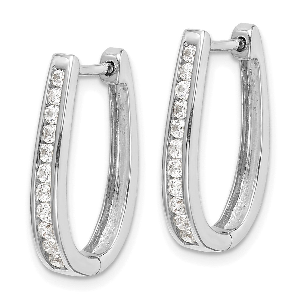 10k White Gold 1/2 carat Diamond Oval Hinged Hoop Earrings