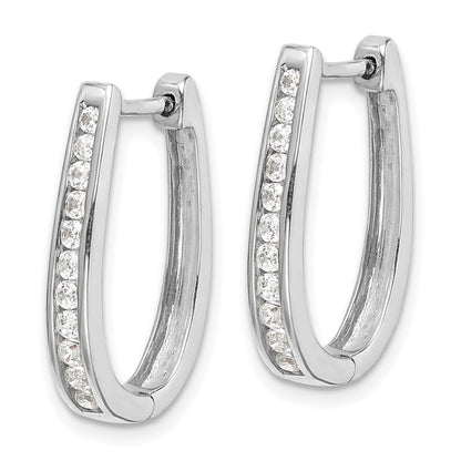 10k White Gold 1/2 carat Diamond Oval Hinged Hoop Earrings
