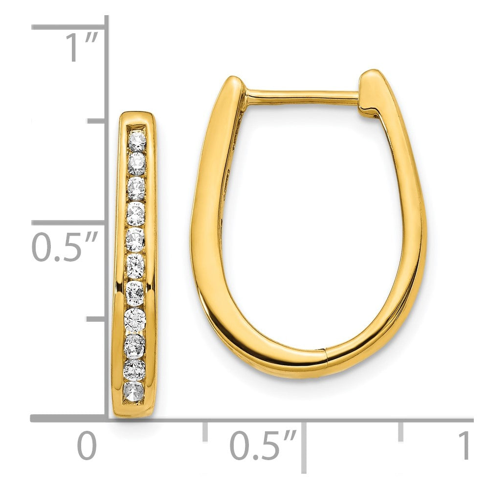 10k 1/2 carat Diamond Oval Hinged Hoop Earrings