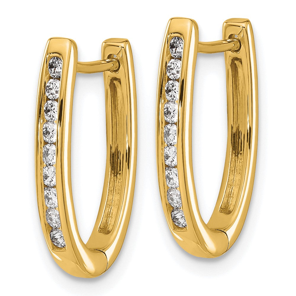 10k 1/4 carat Diamond Oval Hinged Hoop Earrings