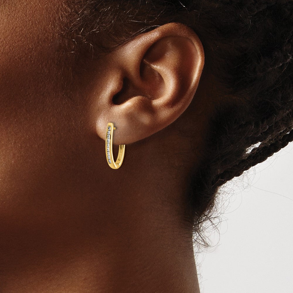 10k 1/4 carat Diamond Oval Hinged Hoop Earrings