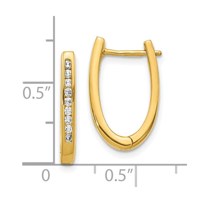 10k 1/4 carat Diamond Oval Hinged Hoop Earrings