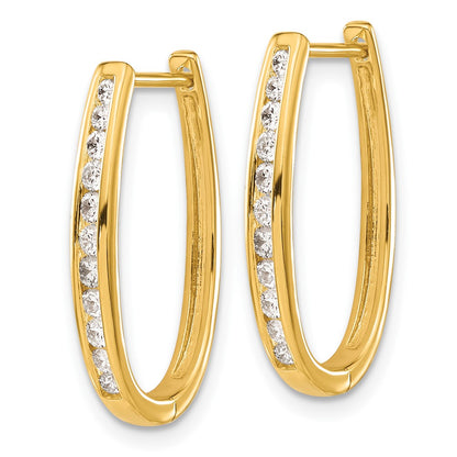 10k 1/2 carat Diamond Oval Hinged Hoop Earrings
