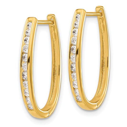 10k 1/2 carat Diamond Oval Hinged Hoop Earrings
