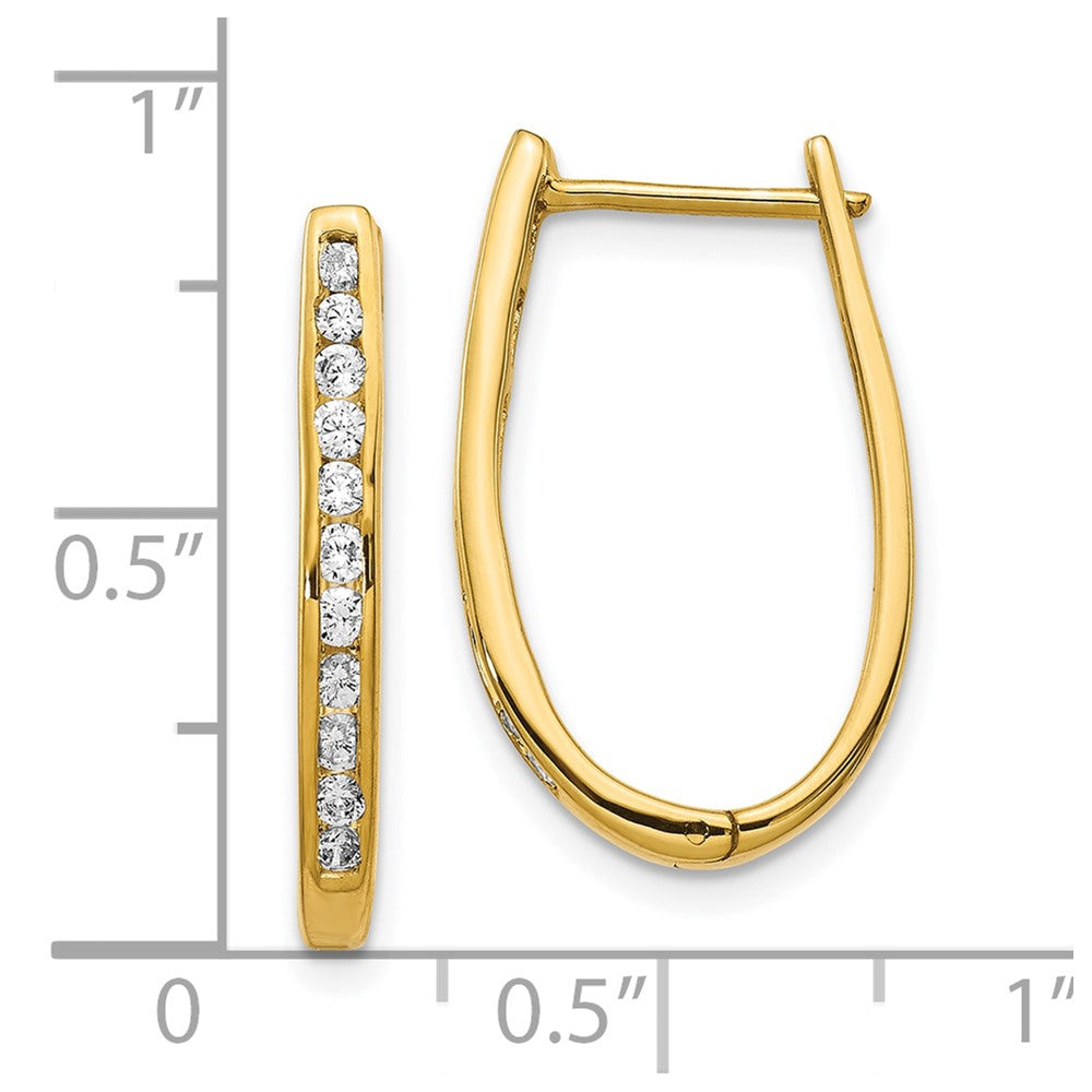 10k Diamond Oval Hinged Hoop Earrings