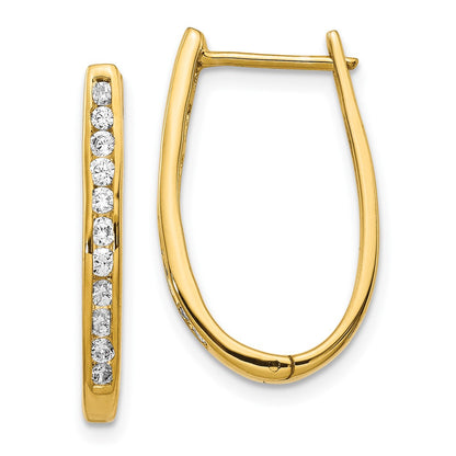 10k 1/2 carat Diamond Oval Hinged Hoop Earrings