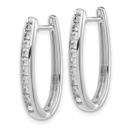 10k White Gold 3/4 carat Diamond Large Oval Hinged Hoop Earrings