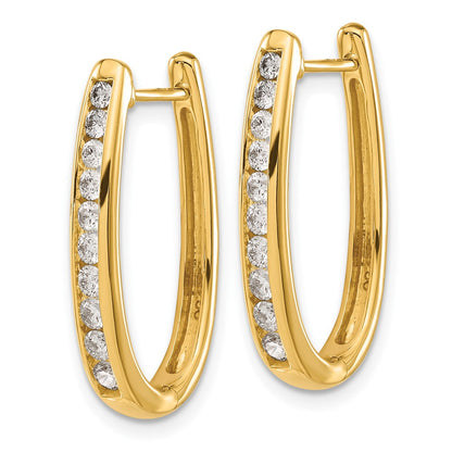 10k 3/4 carat Diamond Large Oval Hinged Hoop Earrings